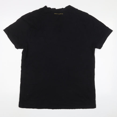 French Connection Mens Black Cotton T-Shirt Size 2XL Crew Neck - Logo