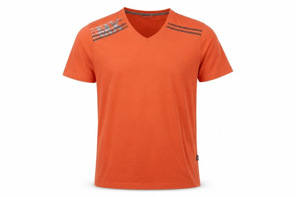 Mexx Mens Orange Cotton T-Shirt Size M V-Neck