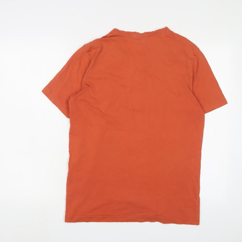 Mexx Mens Orange Cotton T-Shirt Size M V-Neck