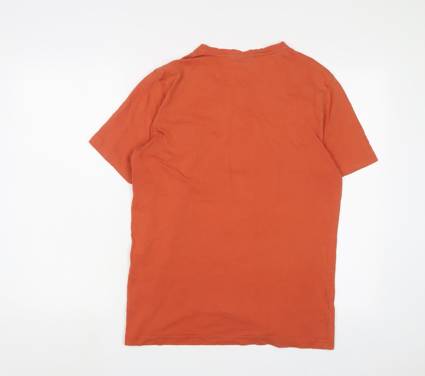 Mexx Mens Orange Cotton T-Shirt Size M V-Neck