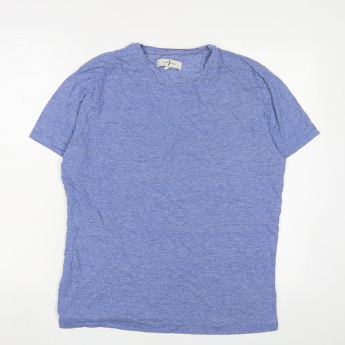 Jasper Conran Mens Blue Cotton T-Shirt Size L Crew Neck