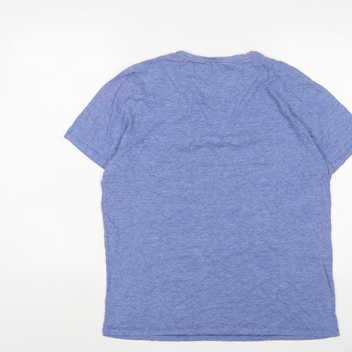 Jasper Conran Mens Blue Cotton T-Shirt Size L Crew Neck