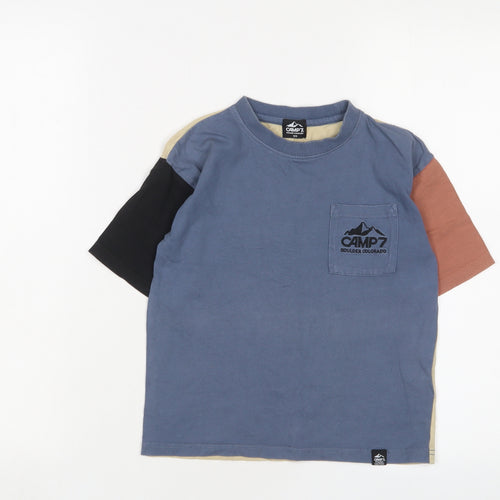 CAMP7 Boys Multicoloured Cotton Basic T-Shirt Size 7 Years Crew Neck Pullover - Logo, Embroidered