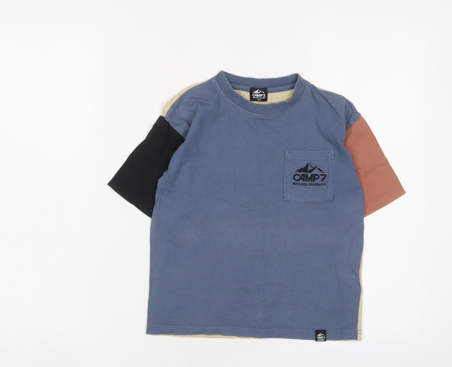 CAMP7 Boys Multicoloured Cotton Basic T-Shirt Size 7 Years Crew Neck Pullover - Logo, Embroidered