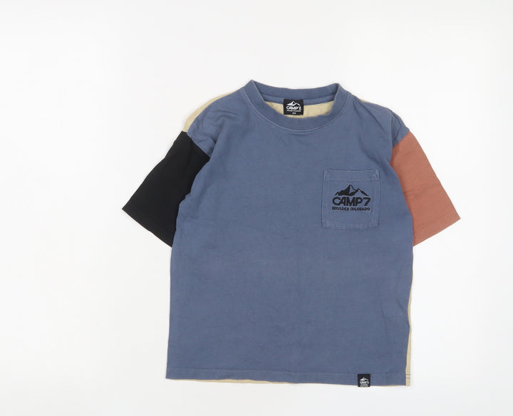 CAMP7 Boys Multicoloured Cotton Basic T-Shirt Size 7 Years Crew Neck Pullover - Logo, Embroidered