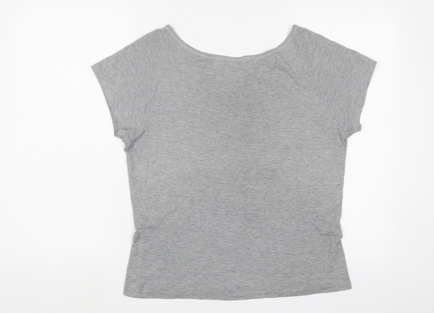 Nike Womens Grey Polyester Basic T-Shirt Size 18 Boat Neck - Logo
