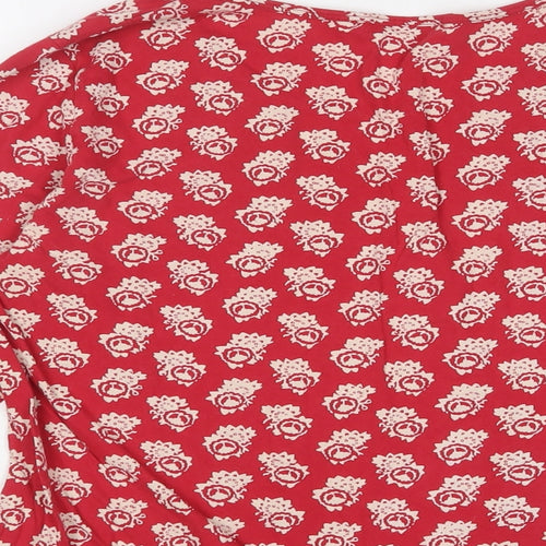 Cabbages & Roses Womens Red Floral Cotton Basic T-Shirt Size M Crew Neck