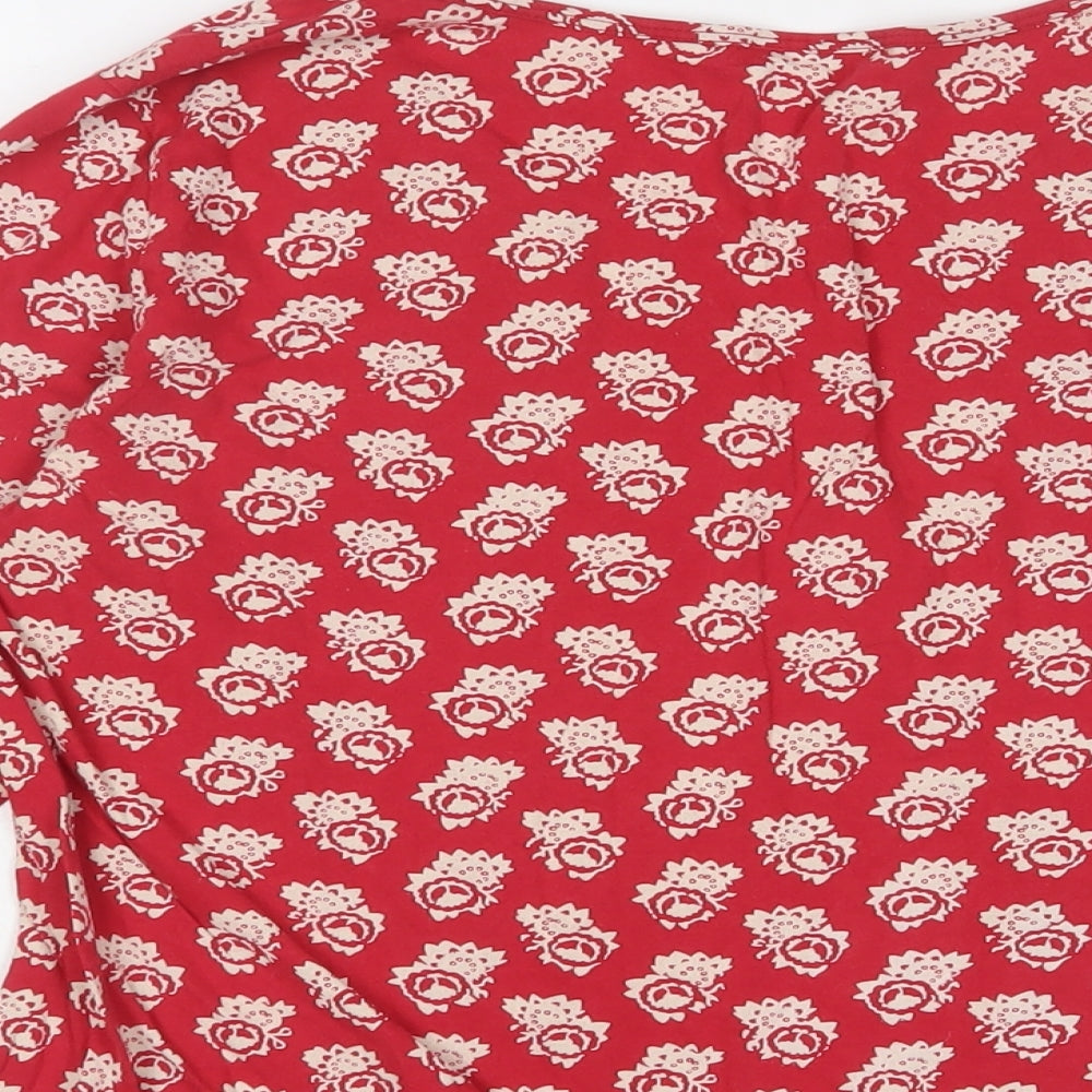 Cabbages & Roses Womens Red Floral Cotton Basic T-Shirt Size M Crew Neck