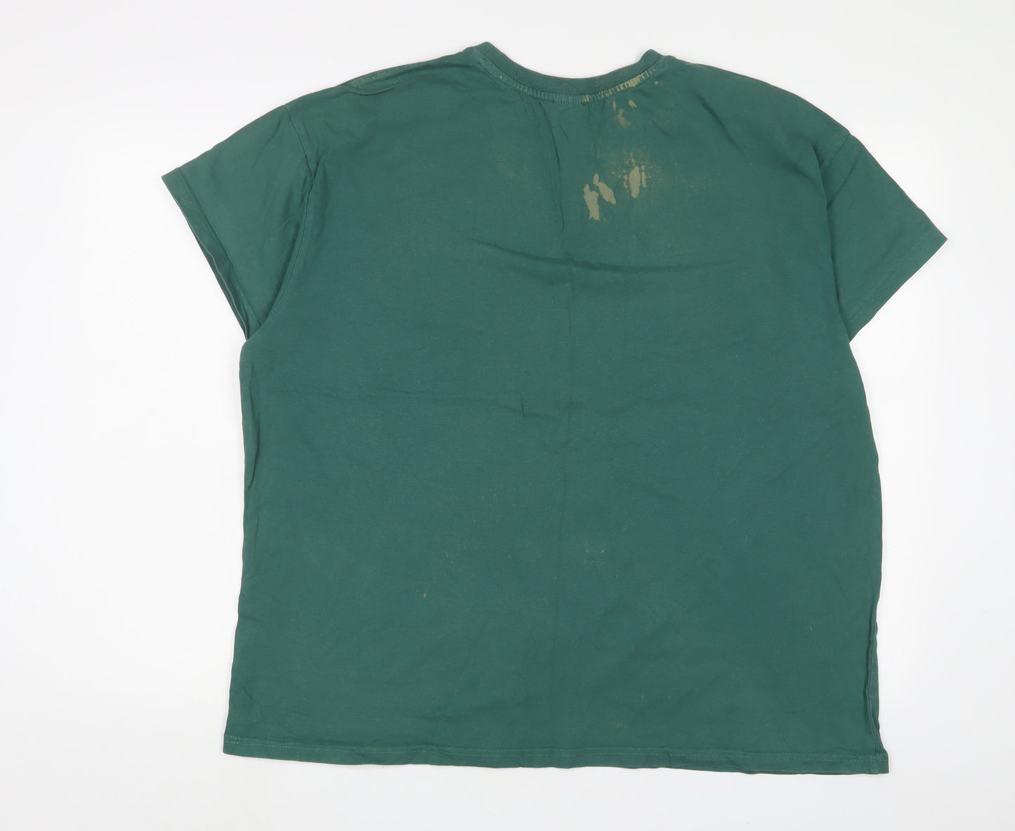 Slazenger Womens Green Cotton Basic T-Shirt Size 16 Crew Neck - Logo, Embroidered