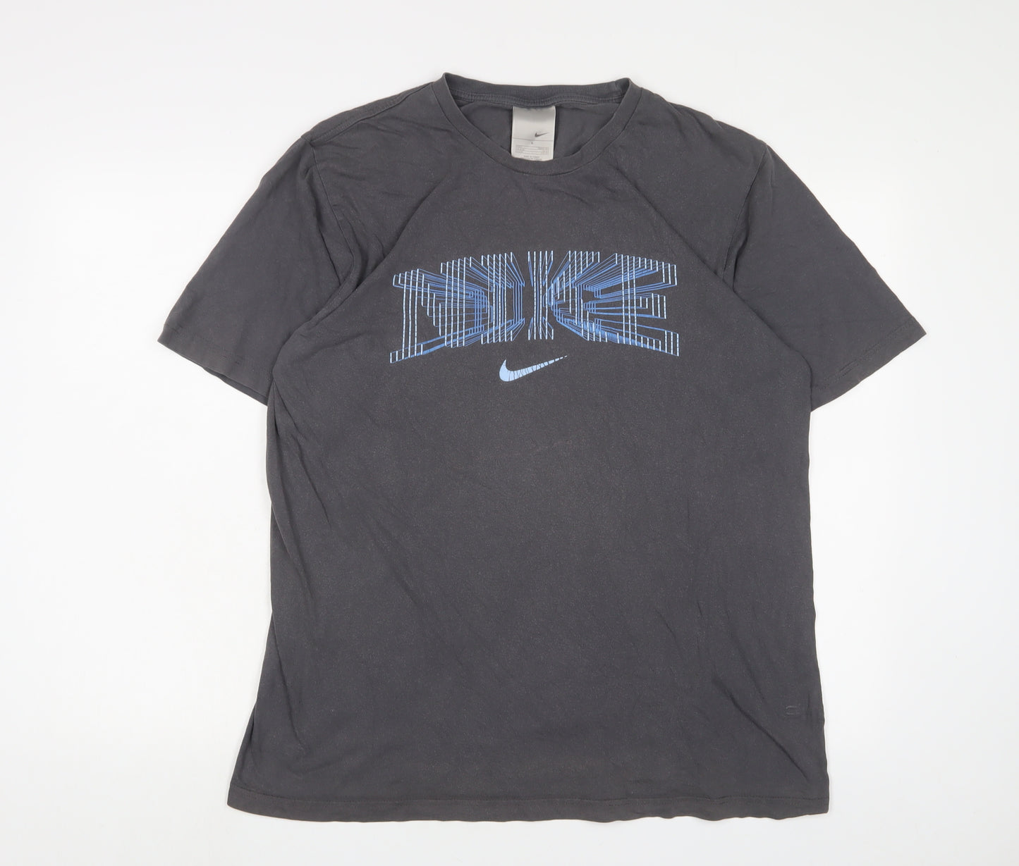 Nike Mens Grey Cotton T-Shirt Size L Crew Neck - Logo