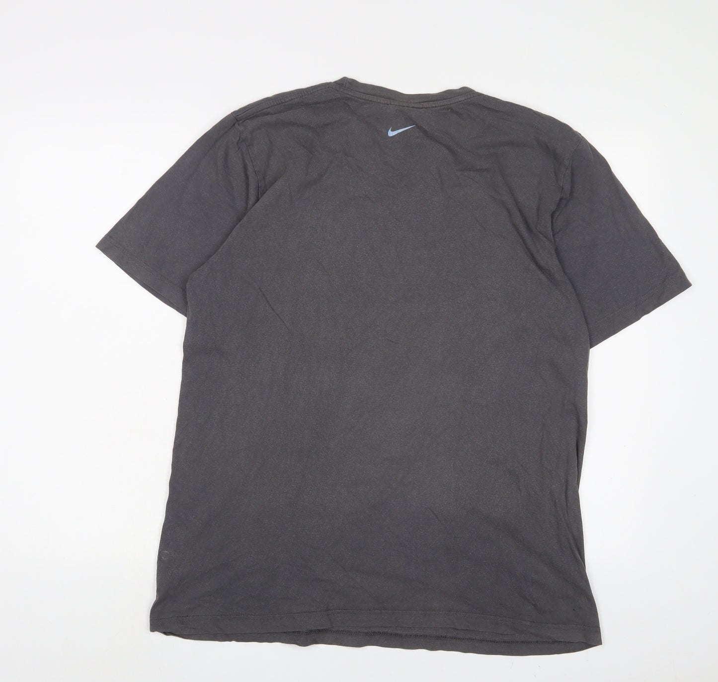 Nike Mens Grey Cotton T-Shirt Size L Crew Neck - Logo