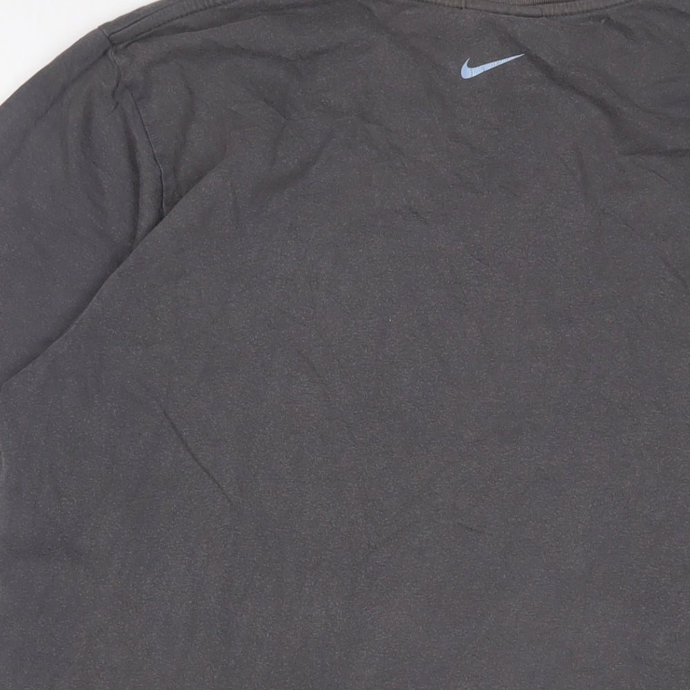 Nike Mens Grey Cotton T-Shirt Size L Crew Neck - Logo