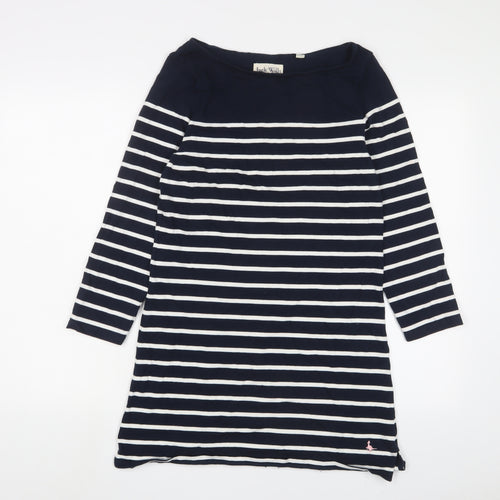 Jack Wills Womens Blue Striped Cotton Jumper Dress Size 12 Boat Neck Pullover