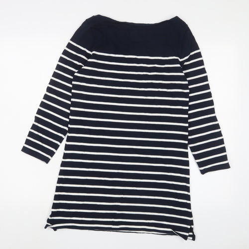 Jack Wills Womens Blue Striped Cotton Jumper Dress Size 12 Boat Neck Pullover