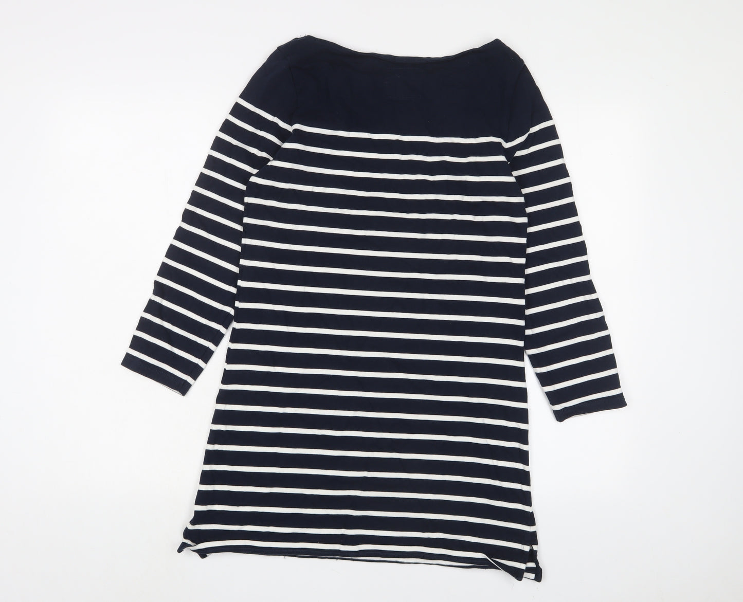 Jack Wills Womens Blue Striped Cotton Jumper Dress Size 12 Boat Neck Pullover