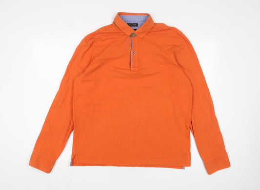 Mossimo Dutti Mens Orange Cotton Polo Size L Collared Button