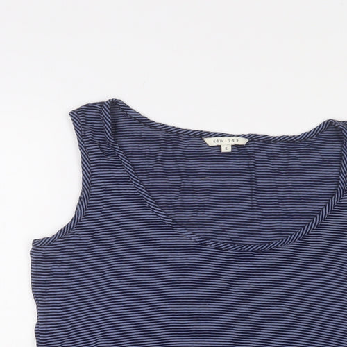 KEW Womens Blue Striped Viscose Basic T-Shirt Size S Scoop Neck