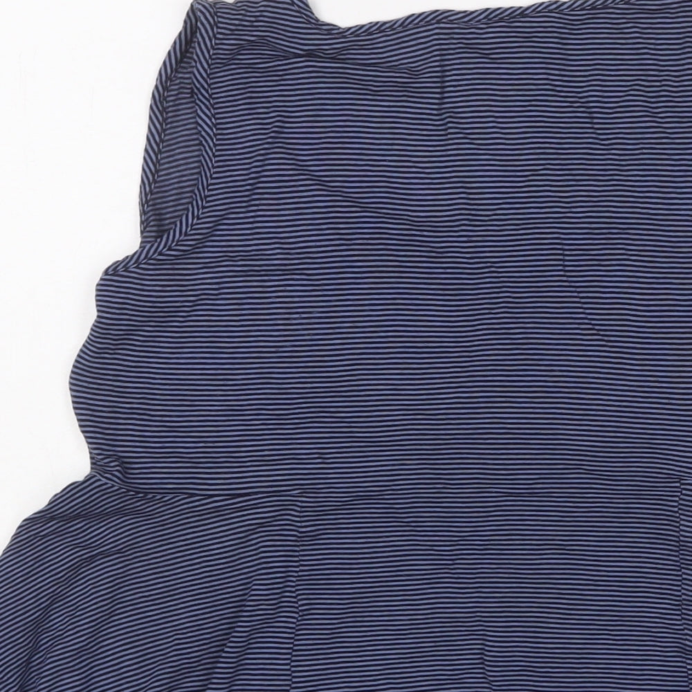 KEW Womens Blue Striped Viscose Basic T-Shirt Size S Scoop Neck