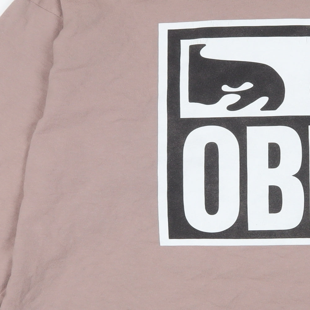 OBEY Mens Pink Cotton T-Shirt Size L Crew Neck