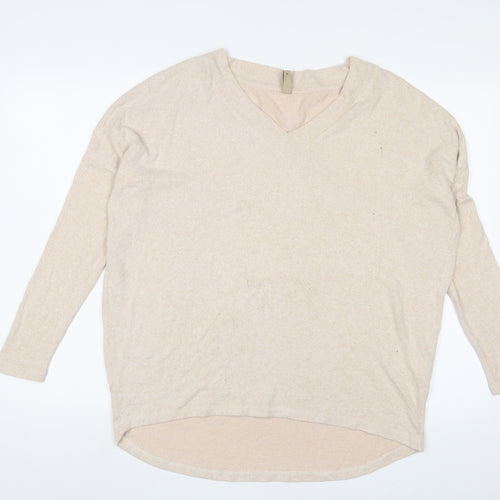 Soyaconcept Womens Beige Viscose Basic T-Shirt Size M V-Neck
