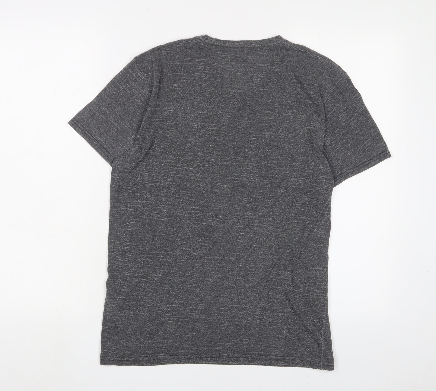 Hollister Womens Grey Cotton Basic T-Shirt Size M V-Neck - Logo, Embroidered