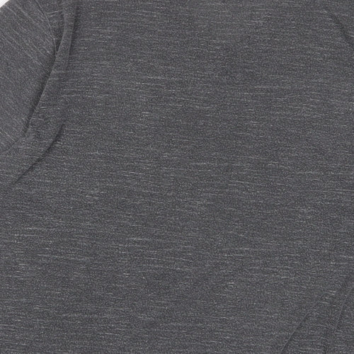 Hollister Womens Grey Cotton Basic T-Shirt Size M V-Neck - Logo, Embroidered