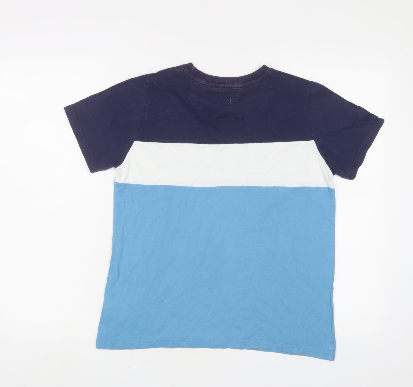 Firetrap Boys Blue Cotton Basic T-Shirt Size 13 Years Collared Pullover - Logo, Embroidered
