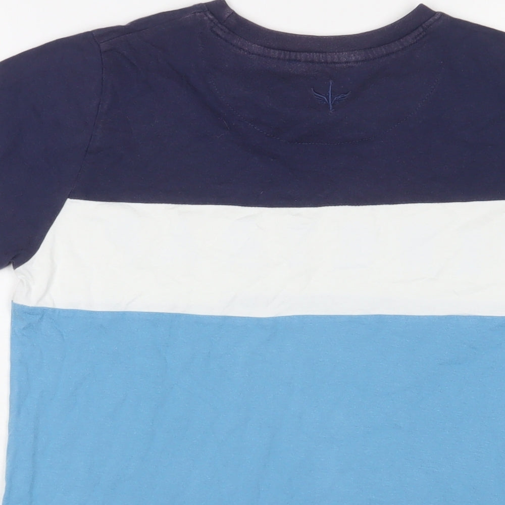 Firetrap Boys Blue Cotton Basic T-Shirt Size 13 Years Collared Pullover - Logo, Embroidered