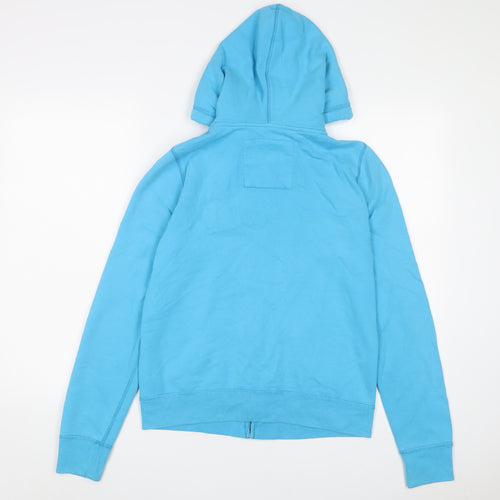 Hollister Womens Blue Cotton Full Zip Hoodie Size L Zip - Logo, Embroidered