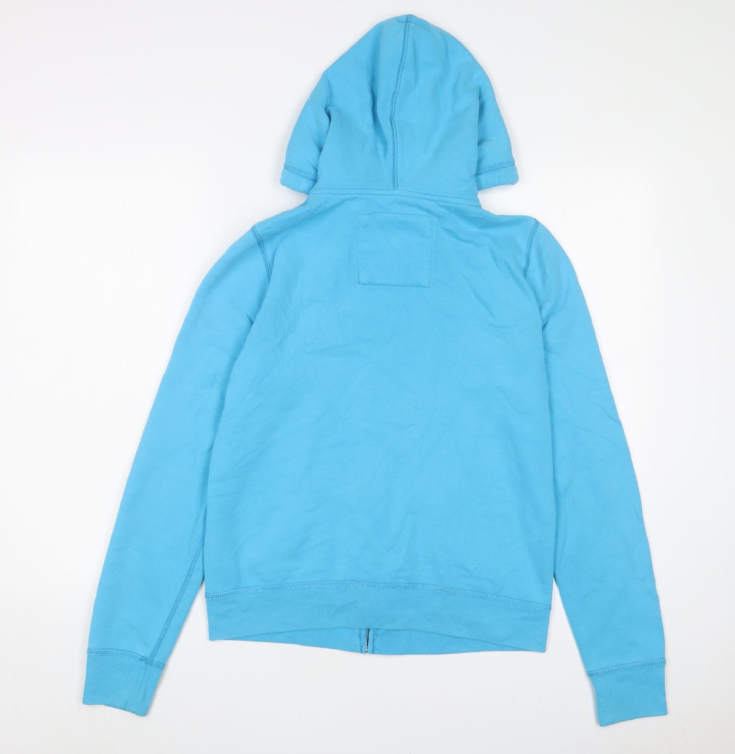 Hollister Womens Blue Cotton Full Zip Hoodie Size L Zip - Logo, Embroidered