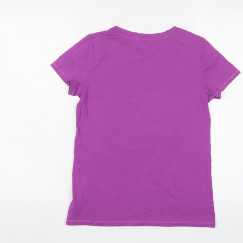 Gap Girls Purple Cotton Basic T-Shirt Size 13 Years Crew Neck Pullover - Love