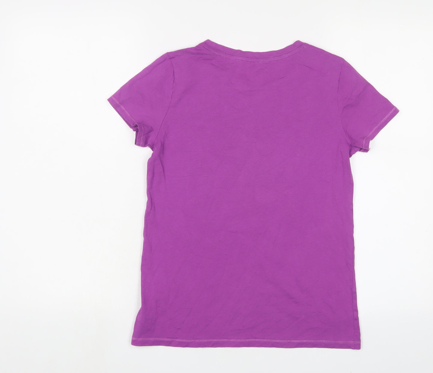 Gap Girls Purple Cotton Basic T-Shirt Size 13 Years Crew Neck Pullover - Love