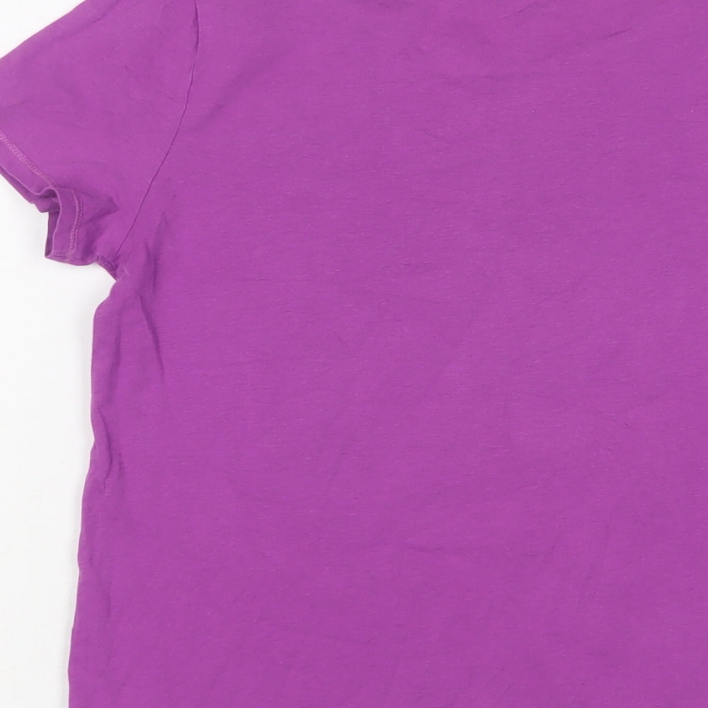 Gap Girls Purple Cotton Basic T-Shirt Size 13 Years Crew Neck Pullover - Love
