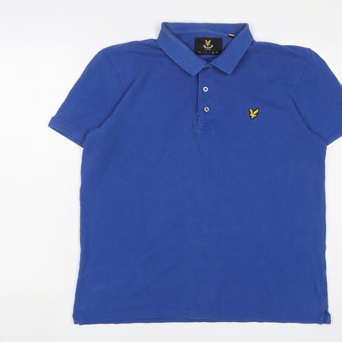 Lyle & Scott Mens Blue Cotton Polo Size XL Collared Button - Logo, Embroidered