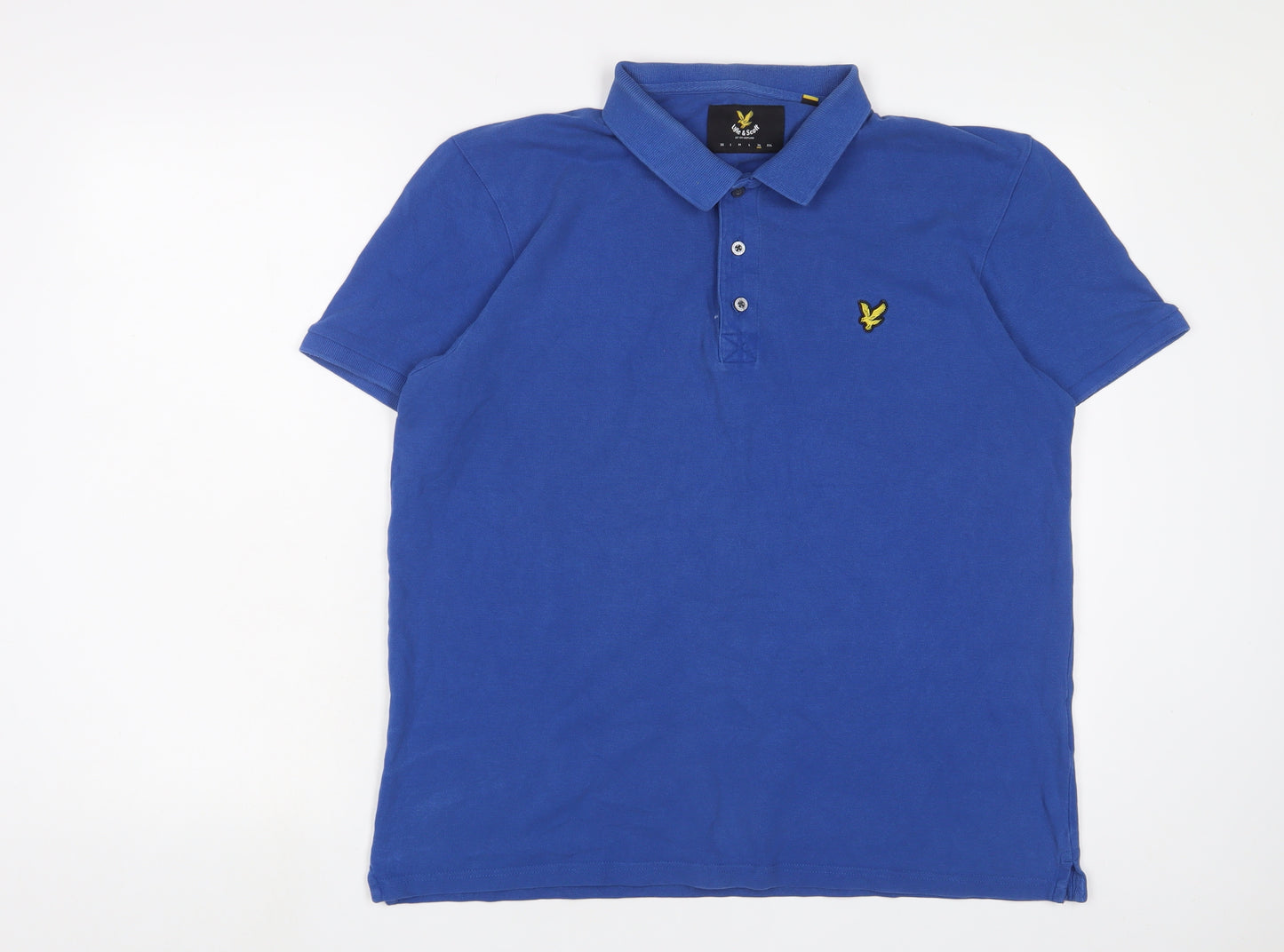 Lyle & Scott Mens Blue Cotton Polo Size XL Collared Button - Logo, Embroidered