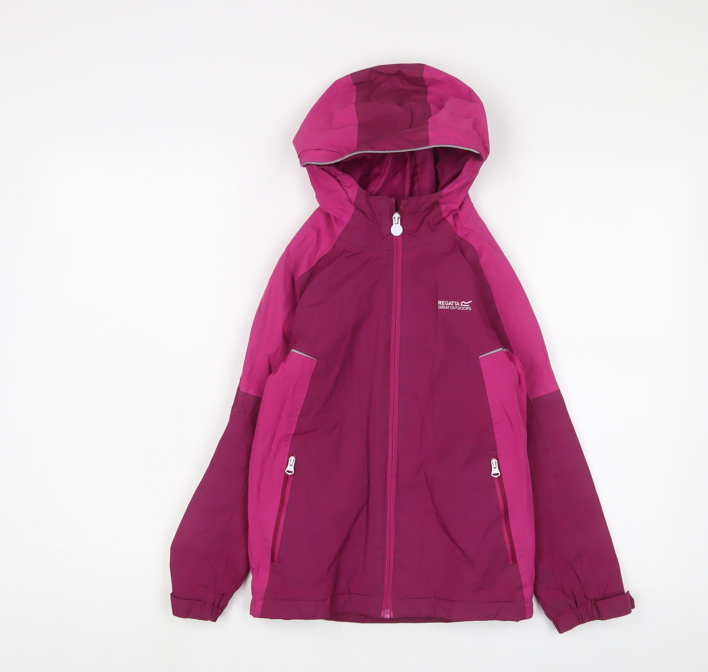 Regatta Girls Pink Rain Coat Coat Size 7-8 Years Zip - Logo