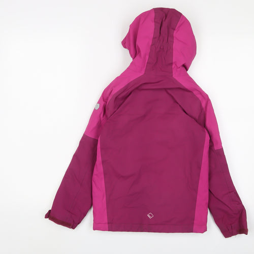 Regatta Girls Pink Rain Coat Coat Size 7-8 Years Zip - Logo