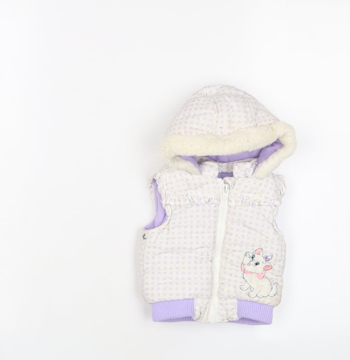 Disney Girls White Geometric Gilet Jacket Size 0-3 Months Zip - The Aristocats