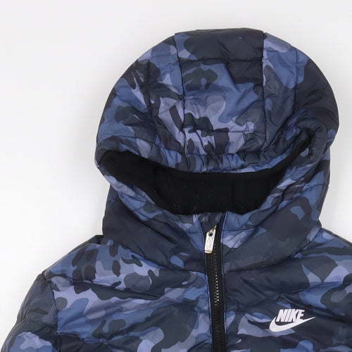 Nike Boys Multicoloured Camouflage Parka Coat Size 13 Years Zip - Logo