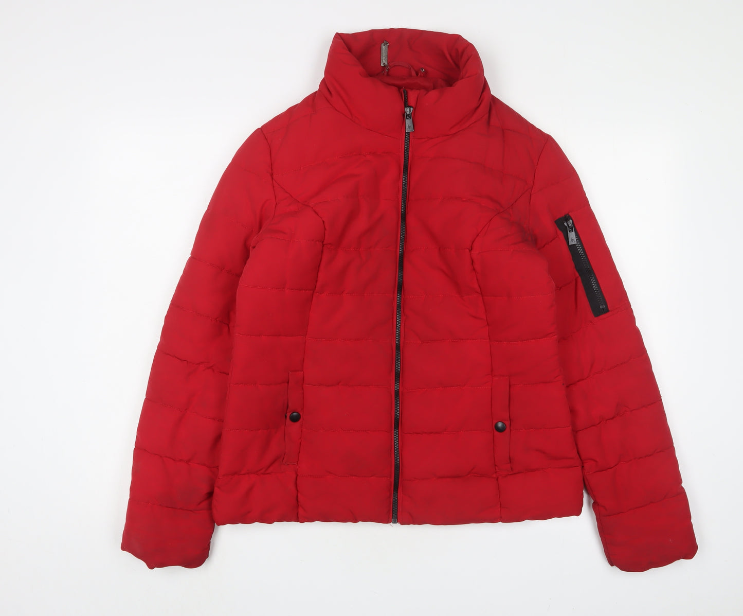 Jane Norman Womens Red Quilted Jacket Size 14 Zip