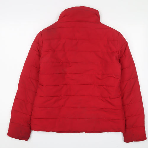 Jane Norman Womens Red Quilted Jacket Size 14 Zip