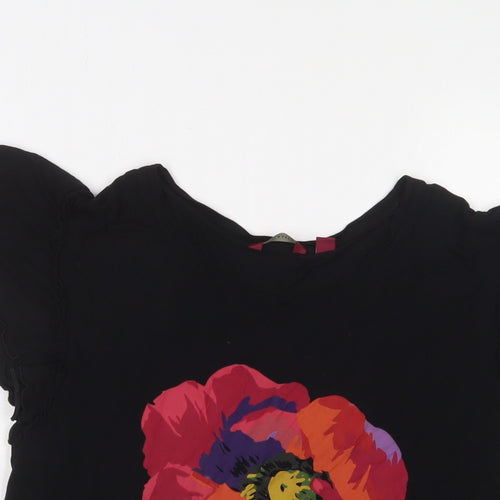 Ted Baker Womens Black Viscose Basic T-Shirt Size L Crew Neck