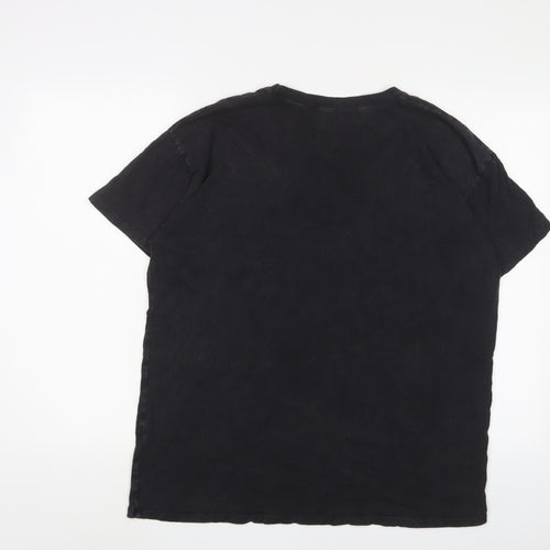 Hollister Mens Black Geometric Cotton T-Shirt Size M Crew Neck