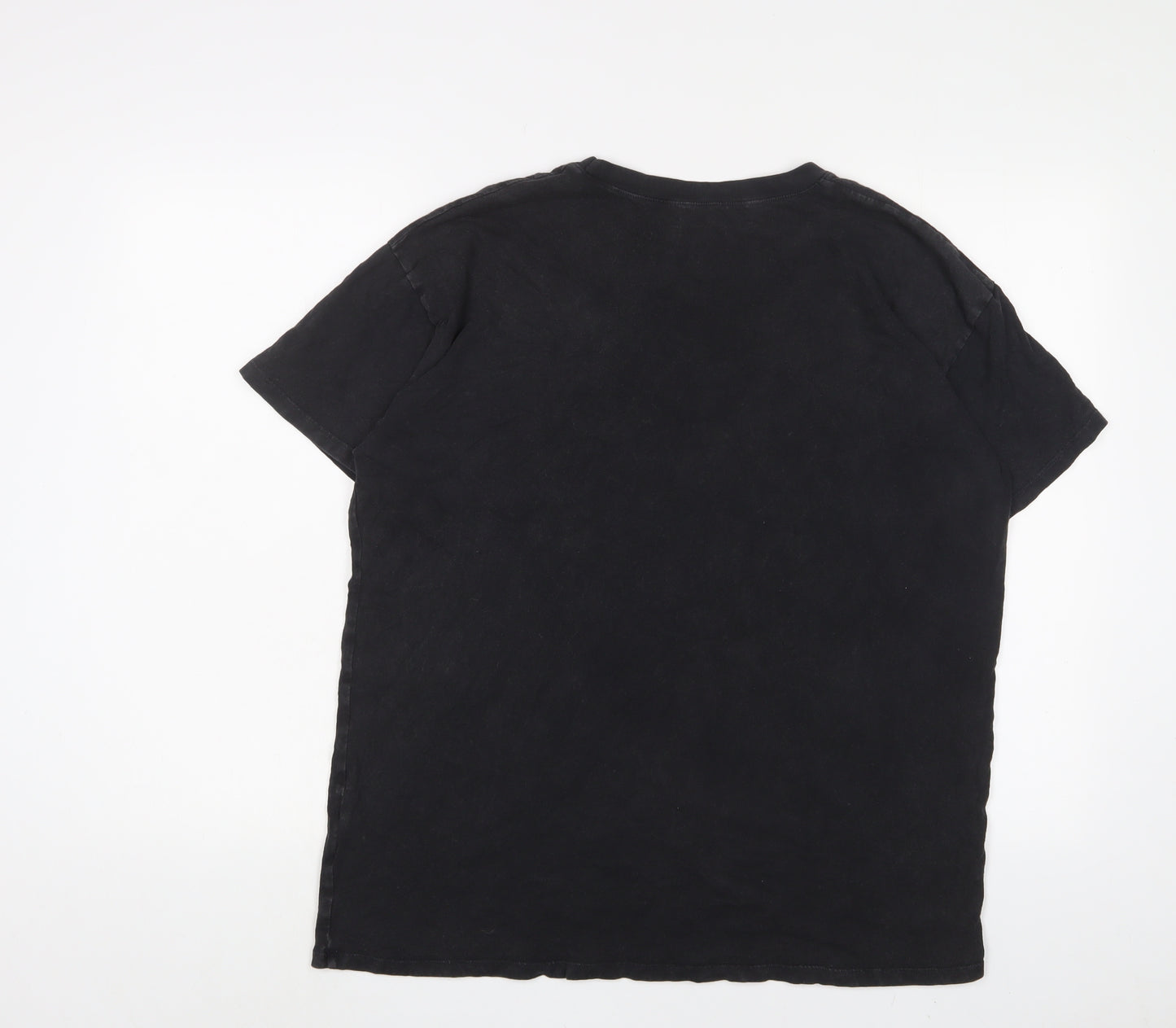 Hollister Mens Black Geometric Cotton T-Shirt Size M Crew Neck