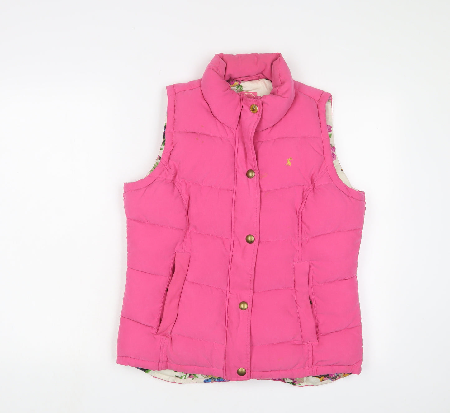 Joules Womens Pink Gilet Jacket Size 12 Zip - Logo, Embroidered