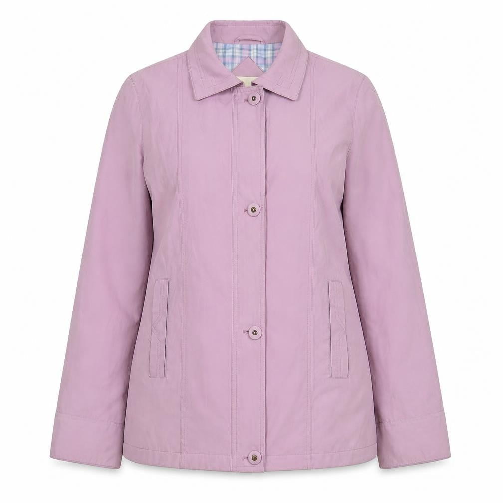 Front view of EWM women’s pink jacket, size UK 10, zip