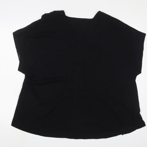 CISO Womens Black Cotton Basic T-Shirt Size 2XL V-Neck