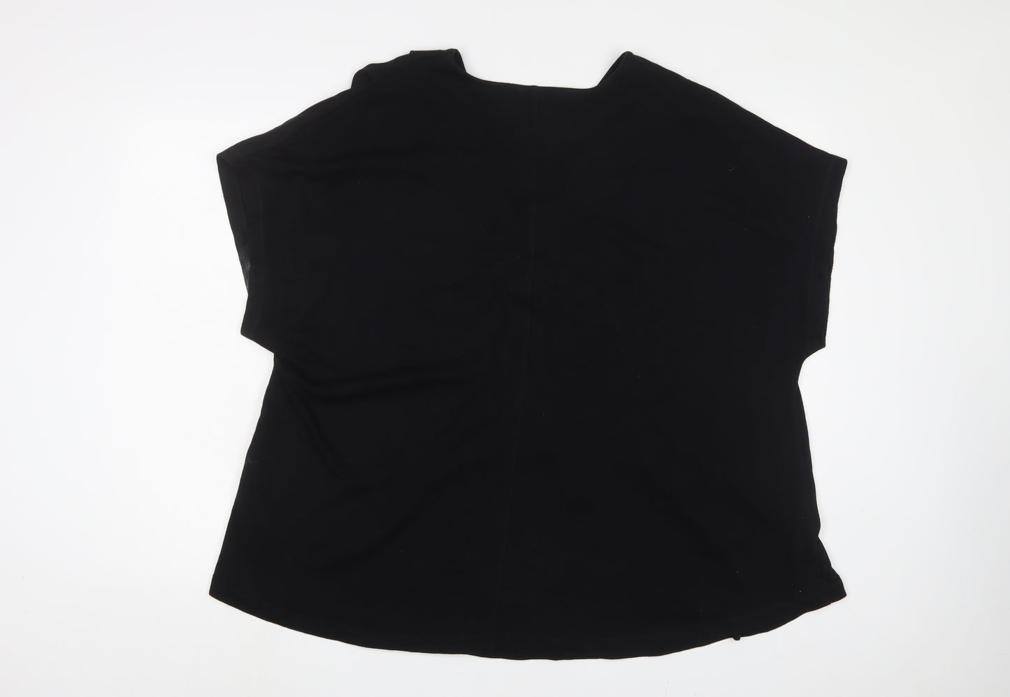 CISO Womens Black Cotton Basic T-Shirt Size 2XL V-Neck