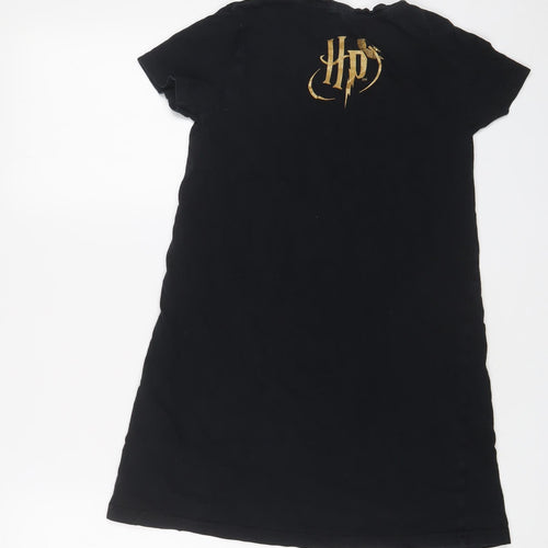 Harry Potter Girls Black Cotton T-Shirt Dress Size 11-12 Years Crew Neck Pullover