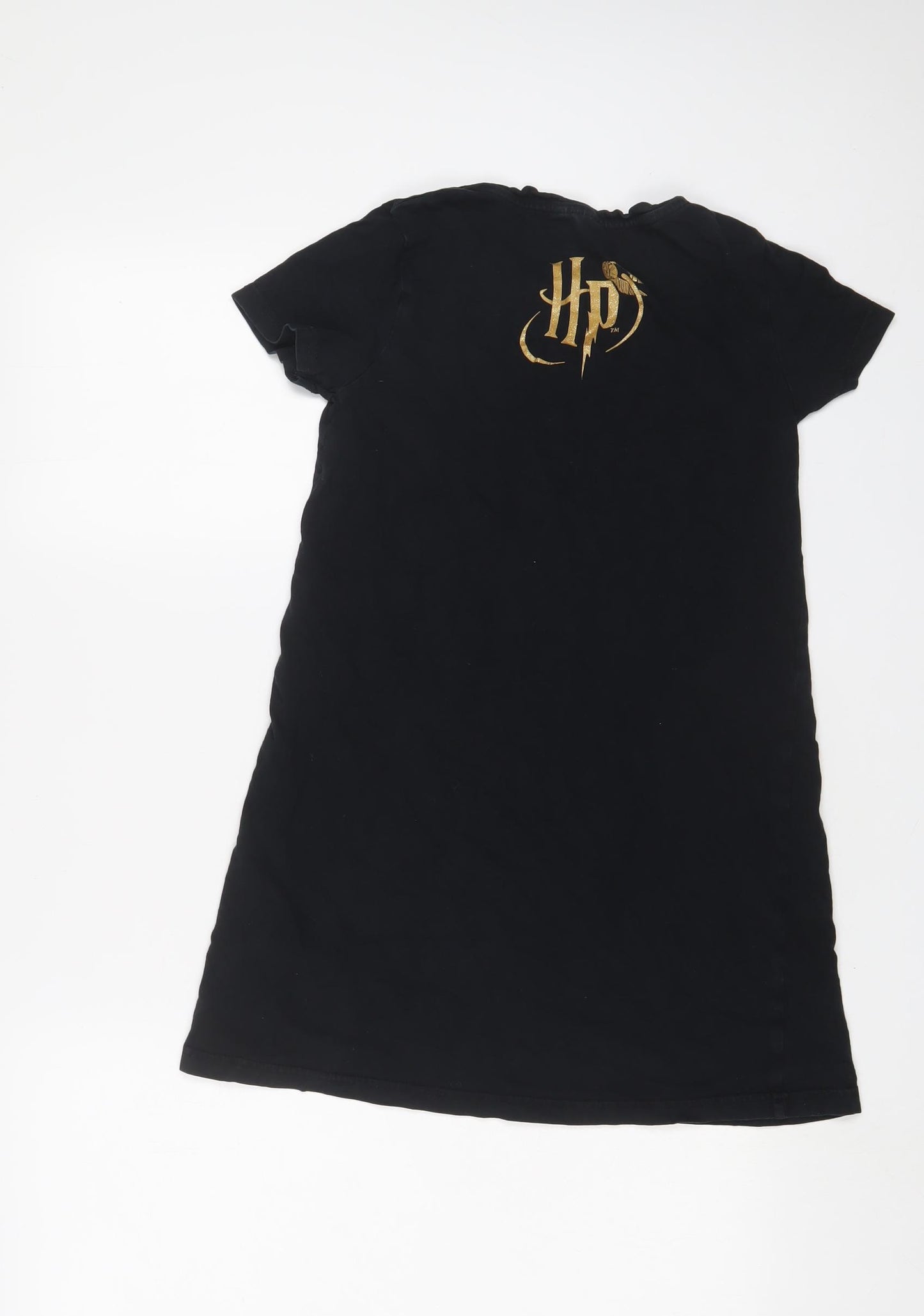 Harry Potter Girls Black Cotton T-Shirt Dress Size 11-12 Years Crew Neck Pullover